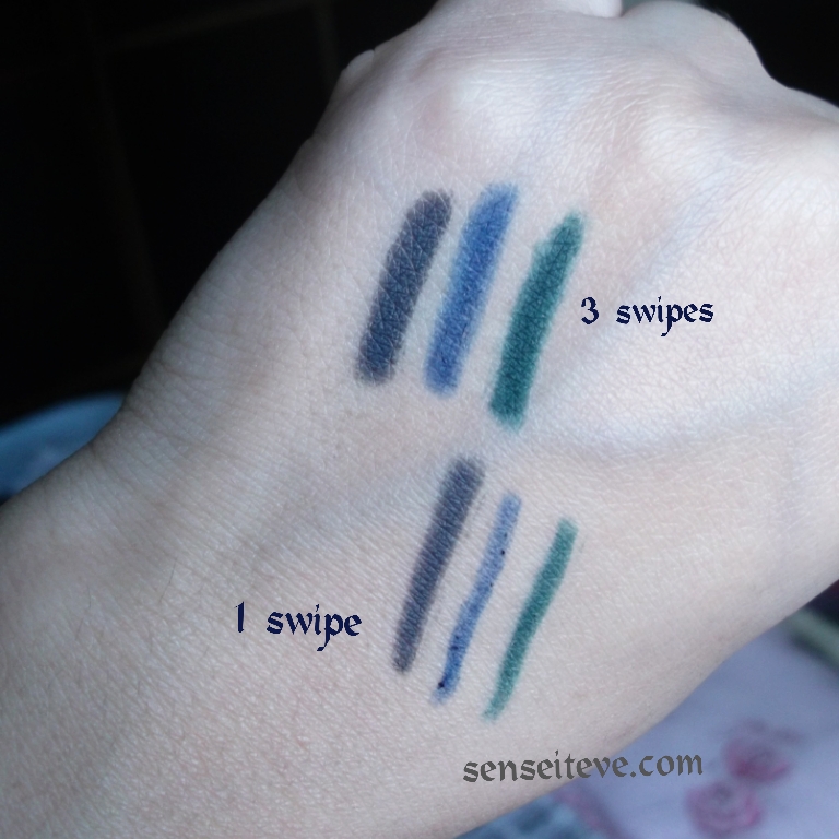 Oriflame Beauty Smooth Definer Swatches & Review_Grey, Blue & Green Swatches