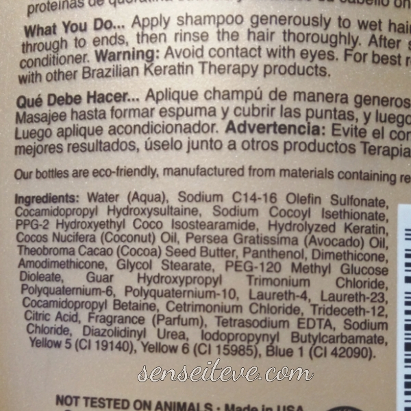 Organix Ever Straight Brazilian Keratin Therapy Shampoo Ingredients
