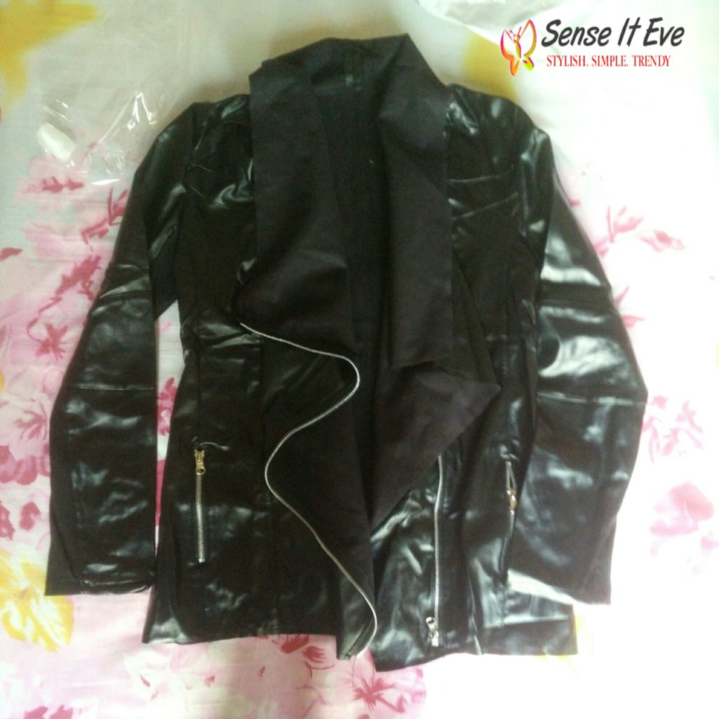 Zaful Turn-Down Collar Black PU Leather Jacket