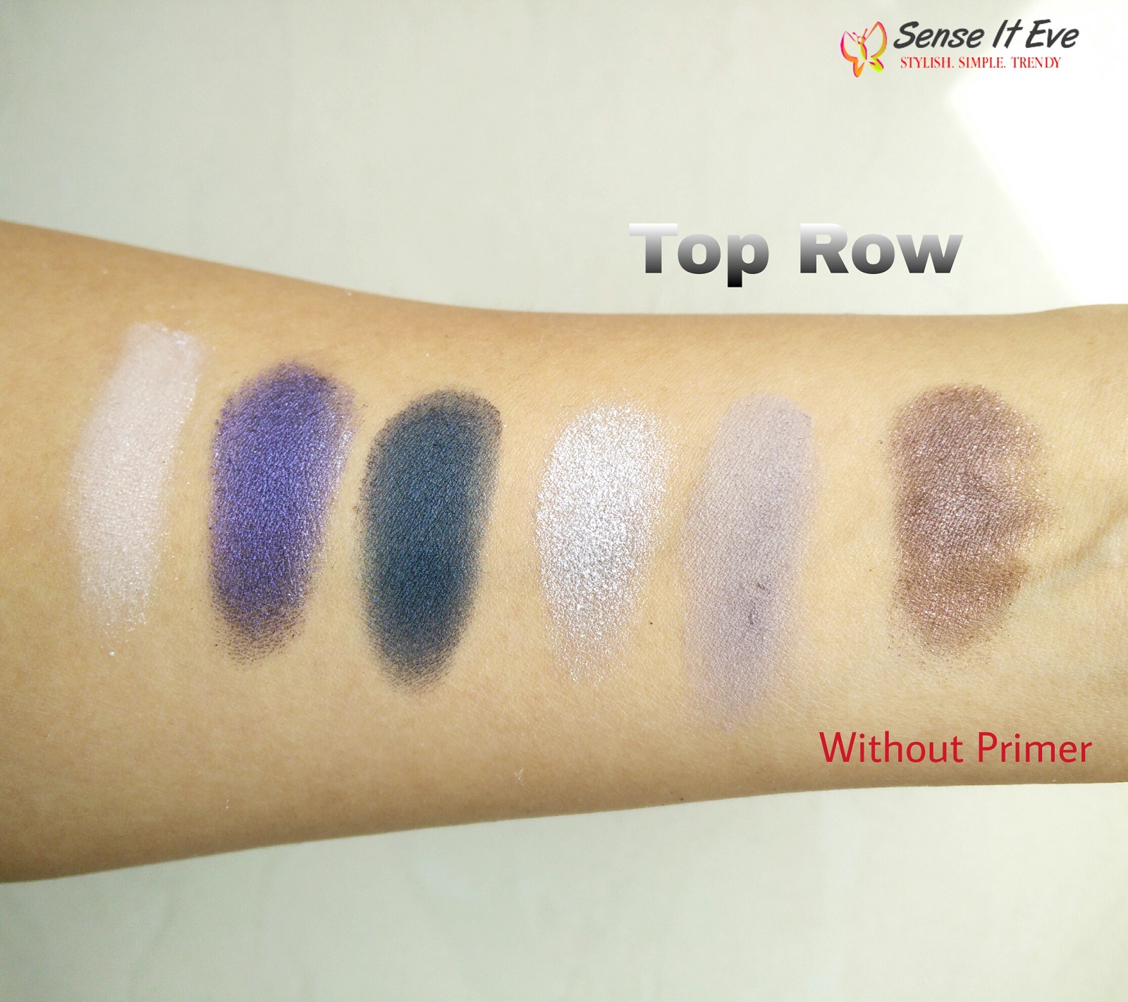mua-glamour-nights-eye-shadow-palette-swatches-top-row-without-primer