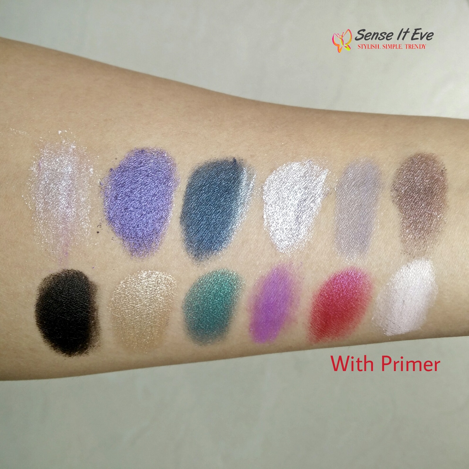 MUA Glamour Nights Eye Shadow Palette Swatches With Primer 2