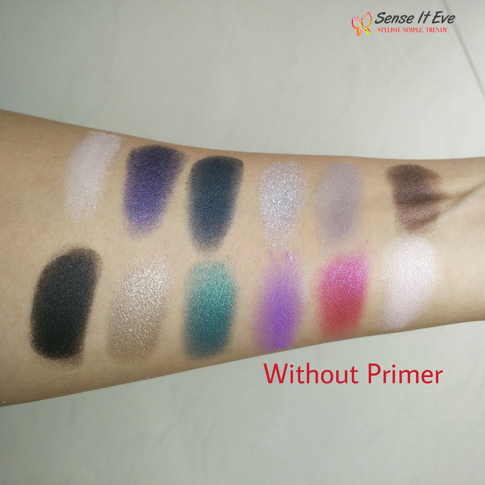 MUA Glamour Nights Eye Shadow Palette Swatches Without Primer 1