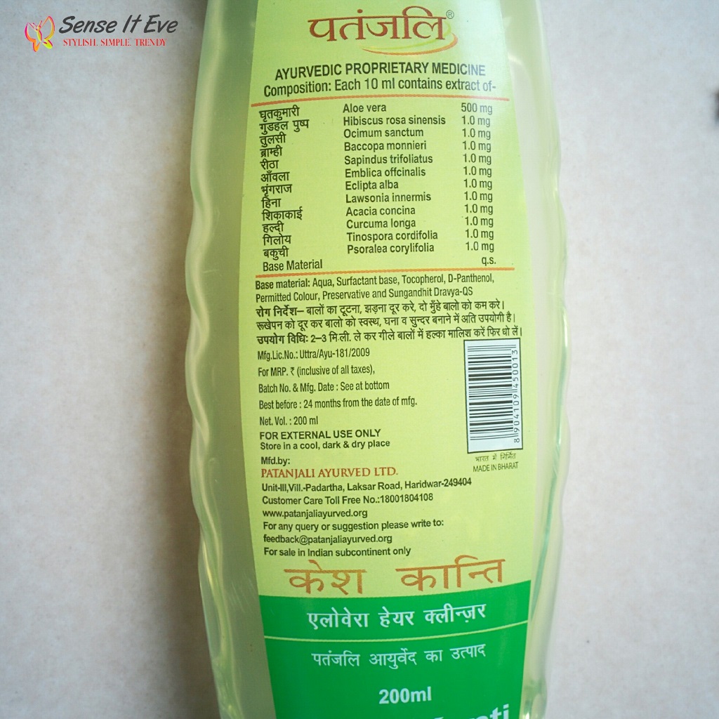 Patanjali Kesh Kanti Aloe Vera Hair Cleanser Ingredients Sense It Eve Patanjali Kesh Kanti Aloe Vera Hair Cleanser Review