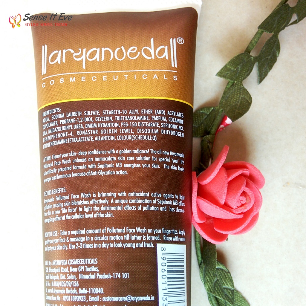 Aryanveda Pollutend Facewash Ingredients Directions to use Sense It Eve Aryanveda Pollutend Facewash with Gold Dust Review