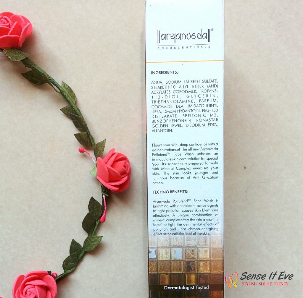 Aryanveda Pollutend Facewash Ingredients and Benefits Sense It Eve Aryanveda Pollutend Facewash with Gold Dust Review