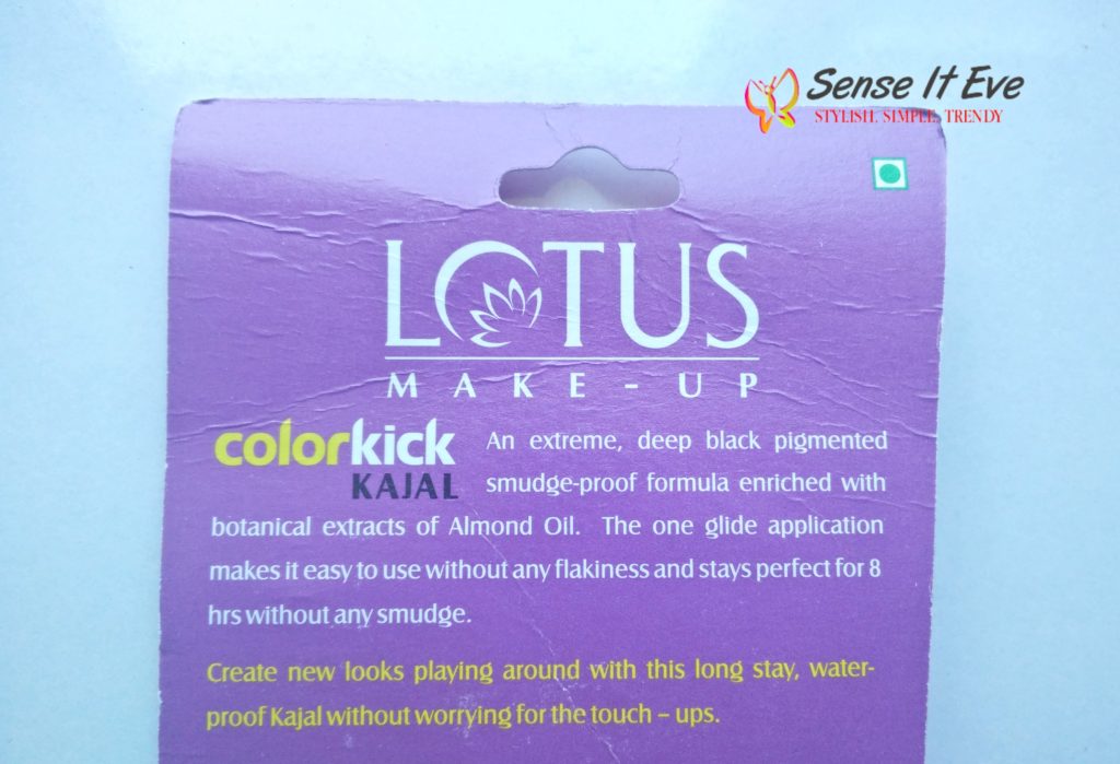 Lotus Colorkick Kajal Product Information e1520537580519 Sense It Eve Lotus Herbals Colorkick Kajal Black : Review And Swatches