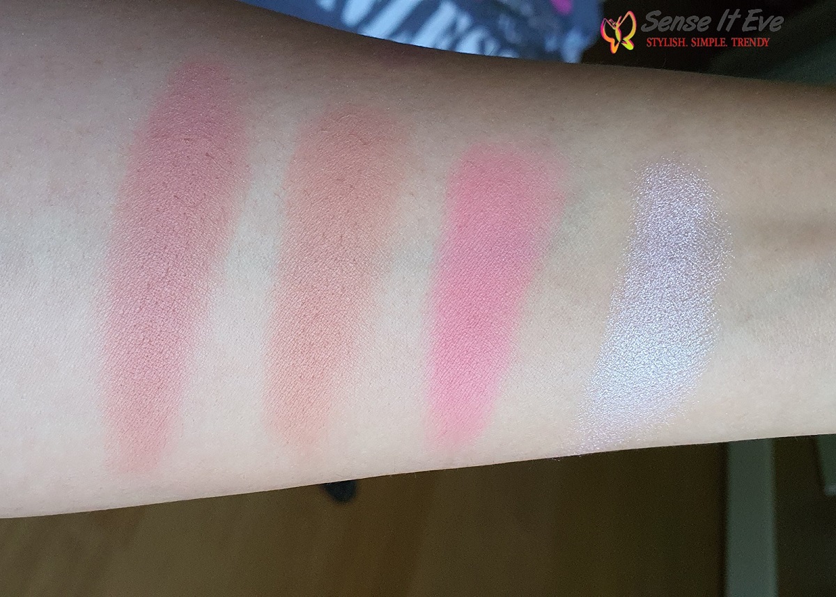 Makeup Revolution Blush Palette Sugar and Spice Swatches Top row Sense It Eve Revolution Ultra Blush Palette Sugar and Spice : Review & Swatches