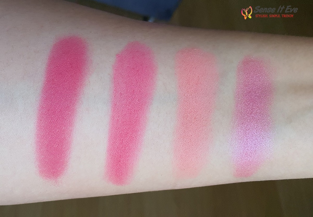 Makeup Revolution Ultra Professional Blush Palette Sugar and Spice Swatches Bottom row Sense It Eve Revolution Ultra Blush Palette Sugar and Spice : Review & Swatches