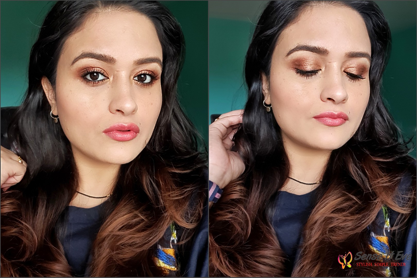 Lakme 9 to 5 Eyeshadow Quartet Tanjore Rush Makeup look 1 Sense It Eve Lakme 9 to 5 Eyeshadow Quartet Tanjore Rush : Review & Swatches