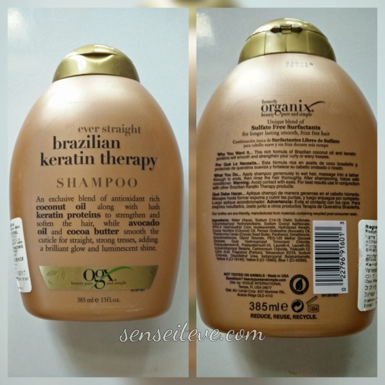 Organix Ever Straight Brazilian Keratin Therapy Shampoo Packaging
