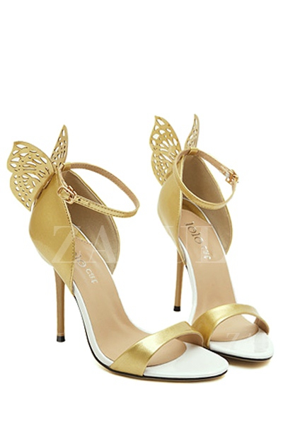 Engraving Butterfly Stiletto Heel Sandals