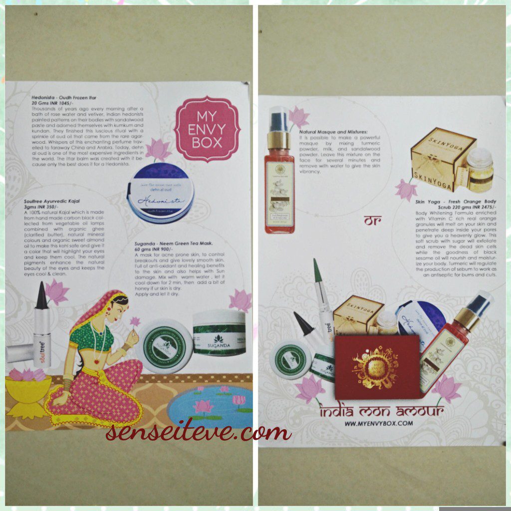 My Envy Box August 2015_Product Introduction Card