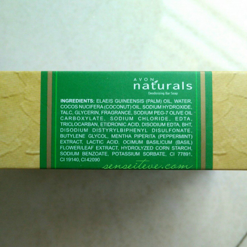 Avon Natural's Deodorizing Bar Soap Ingredients