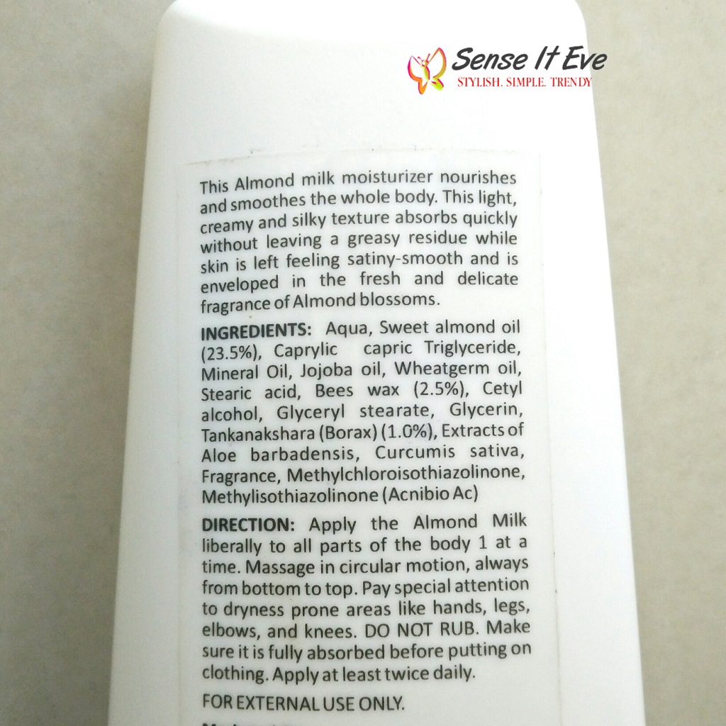 Bio Bloom Skin Care Moisturizer Almond Milk Ingredients & Directions to use