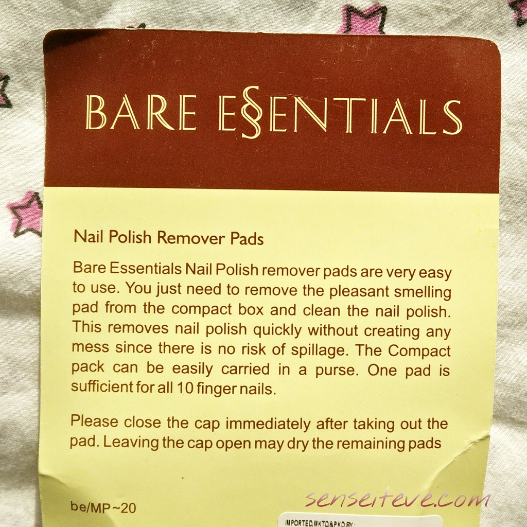 Bare Essentials Nail Polish Remover Pads Description