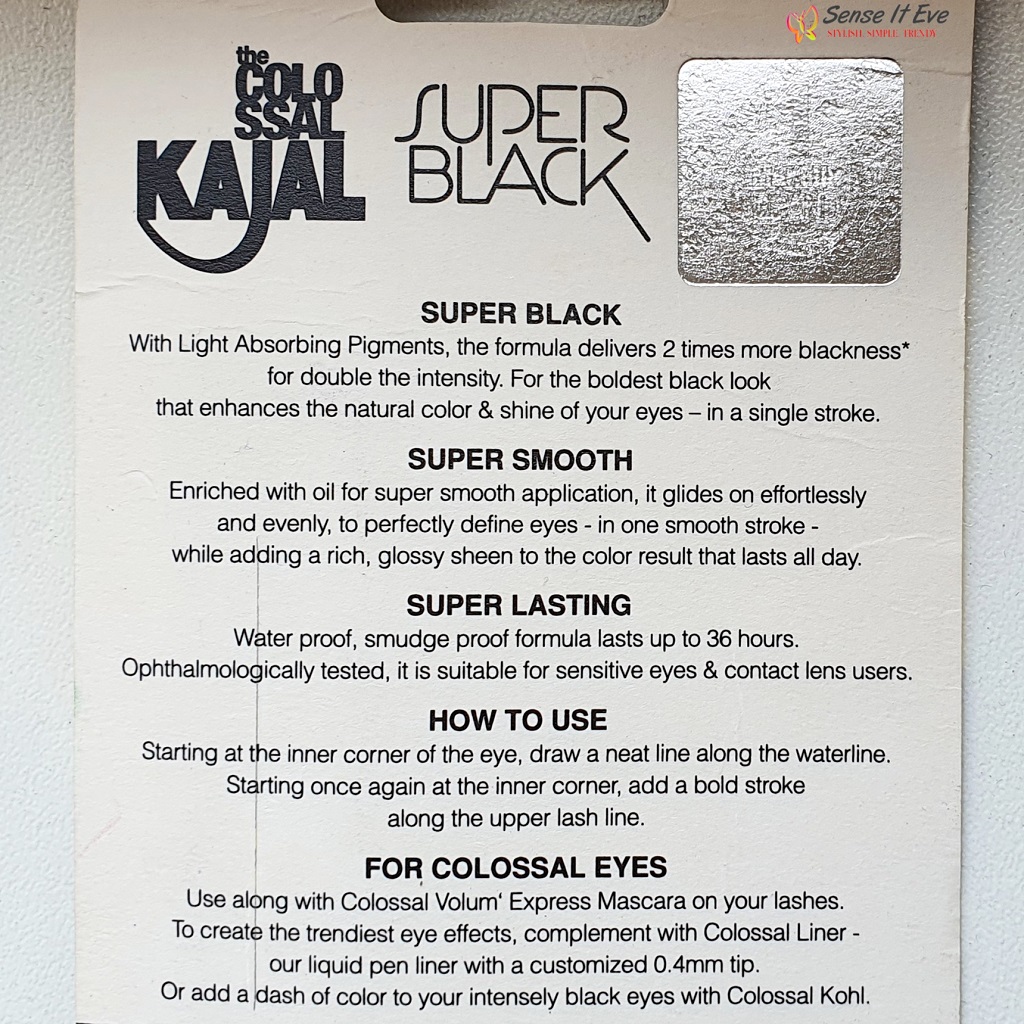 Maybelline The Colossal Kajal Super Black Description Sense It Eve Maybelline The Colossal Kajal Super Black : Review & Swatches