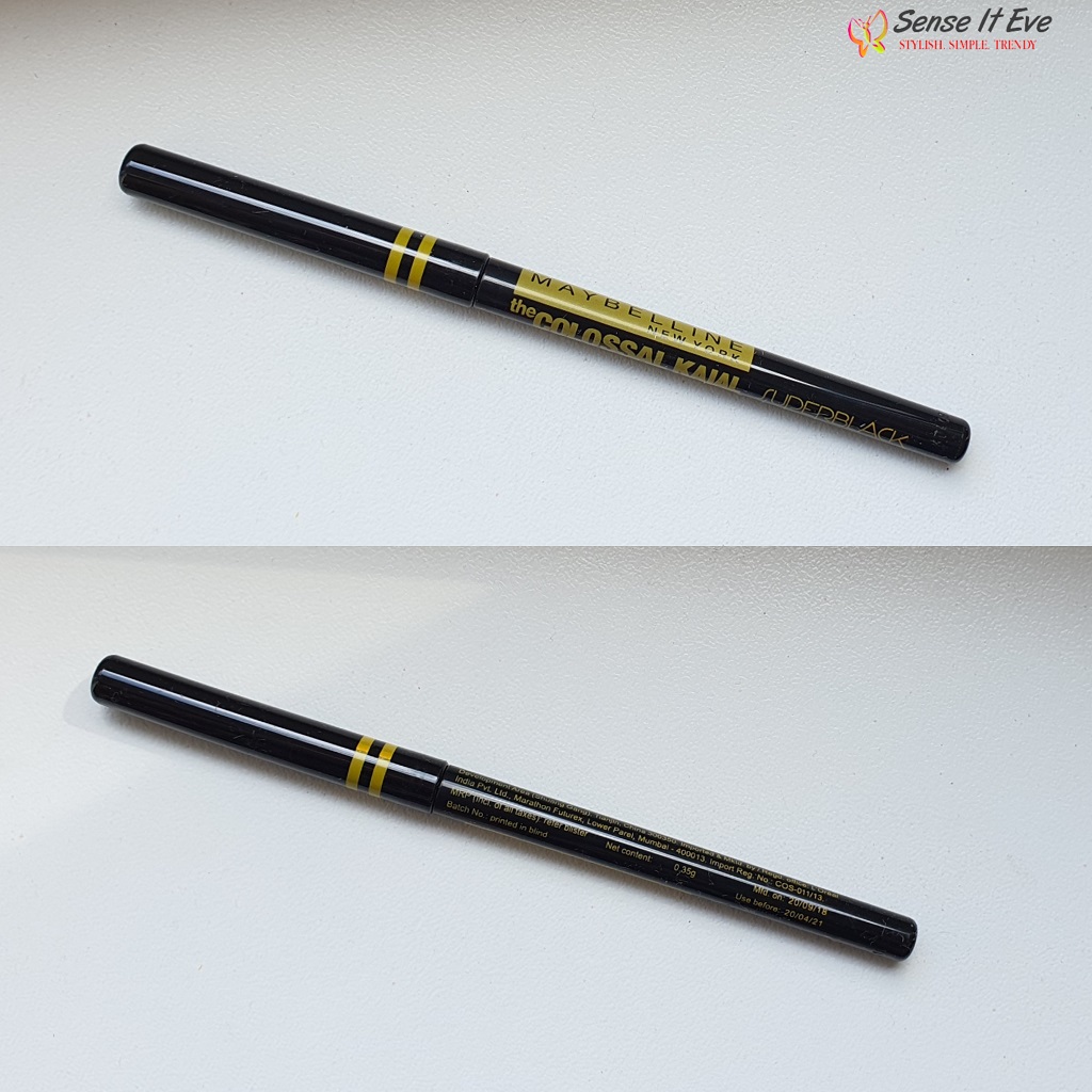 Maybelline The Colossal Kajal Super Black Sense It Eve Maybelline The Colossal Kajal Super Black : Review & Swatches