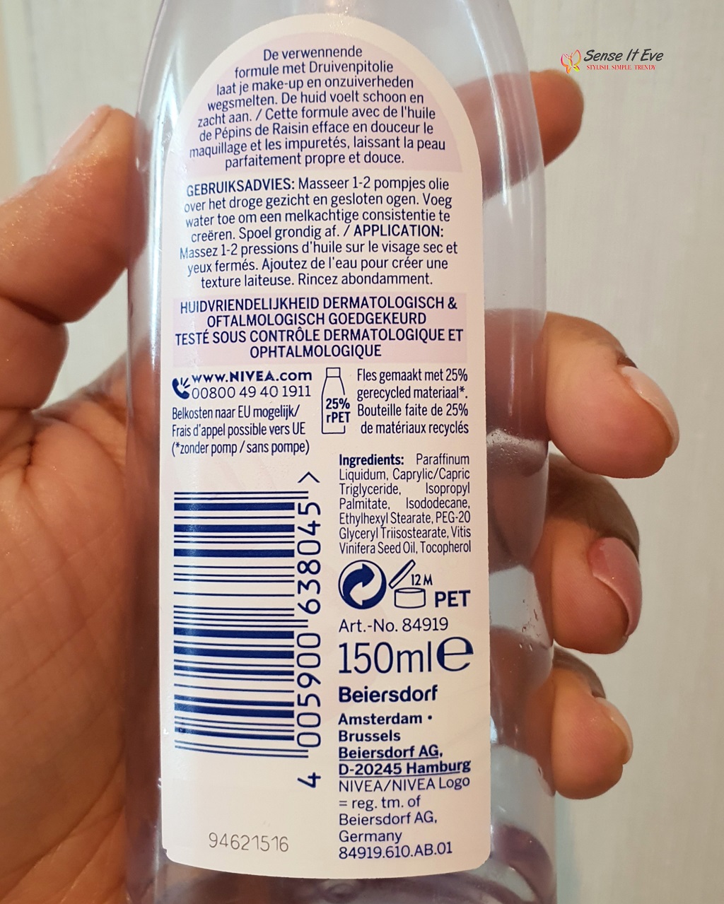 NIVEA Soothing Cleansing Oil with Grapeseed Oil Ingredients